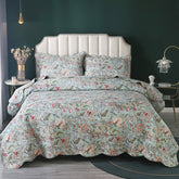 Double Bed 100% Cotton Plants And Flowers 3pcs Printed Quilted Quilt Pillowcase Free Shipping