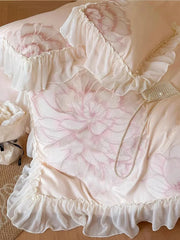 Princess Long Stable Cotton Duvet Cover Set Four Piece Set French Flower Embroidery Quilt Cover Lace Bedding Set Bedsheets