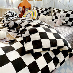 Checkerboard Bedding Set No Comforter Hot Sale Single Queen Size Flat Sheet Quilt Duvet Cover Pillowcase Polyester Bed Linens