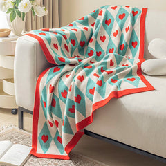 Ins Love Heart Knitted Blanket Soft Throw Blanket For Bed Sofa Towel For Girls Gift Decor Home Bedding 130x150cm
