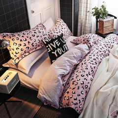 Quality Simple 4pcs Bed Linen Sheet Set Pillowcase Nordic AB Version Soft Comfortable Quilt Comforter Cover for Household