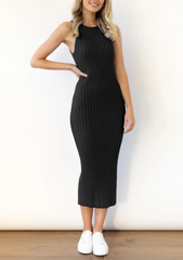 Black Casual Knit Tank Dress