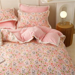 Milk Velvet Bedding Set Thicken Bound Edge High Weight Winter Warm Four Piece Set Quilt Cover Bed Linen Pillowcase Bedroom Decor