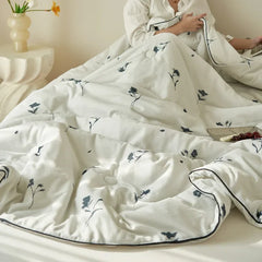 Summer Quilt Class A Knitted Aerobic Cotton Printed Soybean Quilt Summer Bedspread Home Textiles