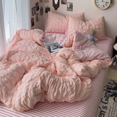 Seersucker Princess Girls Bedding Set Duvet Cover Korean Four PIECE Washed Cotton Bed Sheet Cover Quilt Set