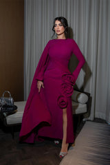 Anastasia Floral Cape Maxi Slit Dress