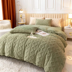 Milk Velvet Bedding Set Jacquard Tafu Velvet Thicken Winter Warm Four Piece Sets Quilt Cover Bed Linen Pillowcase Bedroom Decor