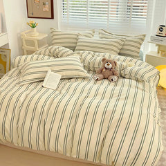 1pc Quilt Cover Stripe Style Duvet Cover Skin-friendly Bed Linen Girls Boys Room Bedding Covers (No Pillowcase)