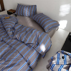 Nordic Grey Blue Stripes Duvet Cover Set Cotton Queen King Size Bedding Set Bedlinens Sheet Pillowcases