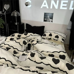 New Fashion Bedding Set Ins Floral Single Double Size Duvet Cover Flat Sheet Pillowcase Grid Solid Color Home Girls Bed Linens
