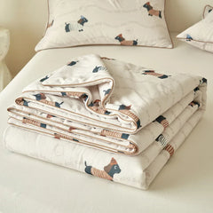 Summer Quilt Class A Knitted Aerobic Cotton Printed Soybean Quilt Summer Bedspread Home Textiles