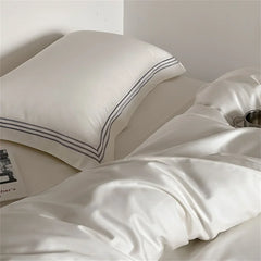 1200TC Embroidered Egyptian Cotton Bedding Set 4pcs King Queen Size Solid Sheet Duvet Cover Pillowcase Bed Linens