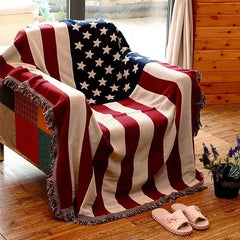 UK USA Flag American Blanket Mat Cover Bedspread Star Sofa Cover Cotton Air Bedding Room Decor Tapestry Throw Rug United States
