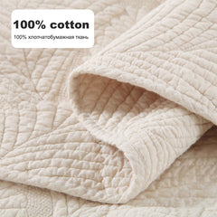 Plain 100% Cotton Quilt Set 3PC Bedspread on Bed Embroidered Bed Cover King Queen Summer Coverlet Blanket for Bed