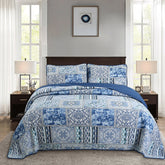 100% Cotton Modern Simplicity Interstellar Blue Sky 3pcs Printed Quilted Quilt Pillowcase