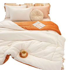 New Popular Bean Down Soybean Spring and Autumn Quilt Soft Single Double Quilt Solid Color Thickened Winter Cotton Quilt Core