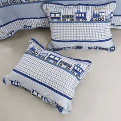 100% Cotton Small Train Kid's Quilt 3pcs Embroidered Quilted Quilt Pillowcase Free Shipping