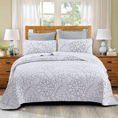 100% Cotton Embroidered Solid Color Flower 3pcs Printed Quilted Quilt Pillowcase Free Shipping
