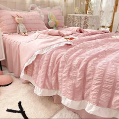 Korean Style Princess Summer Quilt Cool Chiffon Seersucker Air-conditioned Quilt Bed sheet Summer Blanket Comforter Duvet