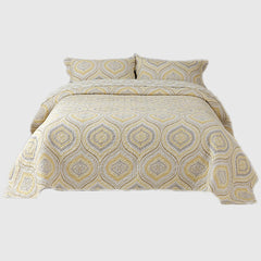 Nordic Cotton Romantic Print Bedspread Pillowcase Quilted Bed Cover Sofa Blanket Four Seasons Coverlet Bedding 3PCS