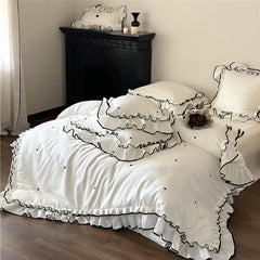 Luxury 1000TC Australian Long Staple Cotton French Princess Wedding Bedding Set Ruffles Edge Duvet Cover Bed Sheet Pillowcases