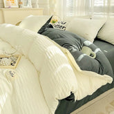 Seersucker Bedding Sets Solid Color Washed Cotton Microfiber Duvet Cover Flat Sheet Pillowcases Soft Duvet Cover Sets