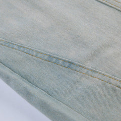 Low Waist Back Slit Maxi Denim Skirt