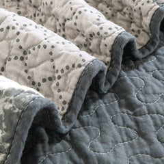100% Cotton Simple gray Plain Weave 3pcs Printed Quilted Quilt Pillowcase Free Shipping