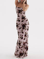 Serena Pink Devore Maxi Dress