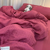 Bedding Set Luxury High Grade Light Washable Cotton Waffle Four Piece Olive Green Quilt Cover Bed Sheet Dormitory Three Piece