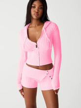 Pink Two-Piece Knit Sweatsuit Shorts Set