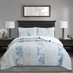 100% Cotton Modern Minimalist Light Blue 3pcs Printed Quilted Quilt Pillowcase Free Shipping