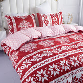 New 4pcs High Quality Skin Friendly Christmas Snowflake Bedroom Double Soft Bedding Set Sheet Quilt Cover Pillowcase