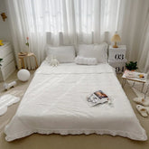 4 New Korean Chiffon Summer Quilt Three Piece Set Air-condition Quilt Kids Adult Quilts Polyester Washable Home Use