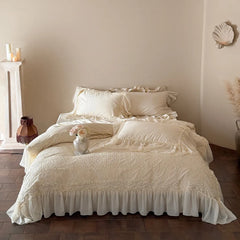 Shabby Chic Floral Cutwork Lace Bedding Set