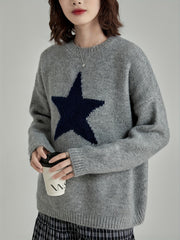 Star Embroidery Pullover Knit Sweater