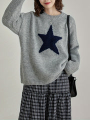 Star Embroidery Pullover Knit Sweater