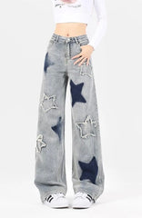 Star Patchwork Darring Display Denim Jeans