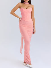 Strapless Corset & Fluted Hem Maxi Skirt Set