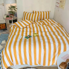 Summer Orange Juice Striped Duvet Cover