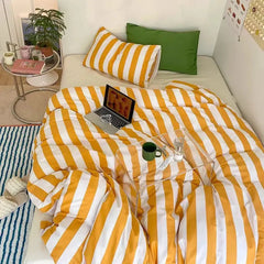 Summer Orange Juice Striped Duvet Cover