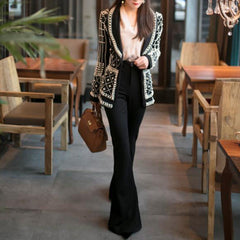 Classy Brand Full Embellishments Beaded One Button Black Blazer