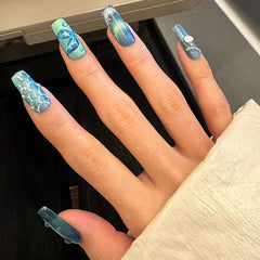 Beach Themed The Little Mermaid Nails Cateye Acrylic Press Ons