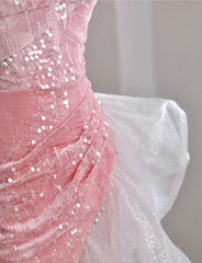 Tulle Off Shoulder Pearls Mermaid Dress