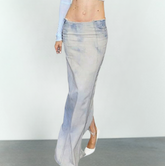 Low Waist Back Slit Maxi Denim Skirt