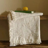 Vintage Jacquard Cotton Blanket with Tassel