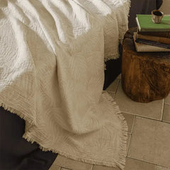 Vintage Jacquard Cotton Blanket with Tassel
