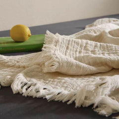 Vintage Jacquard Cotton Blanket with Tassel