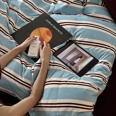 Vintage Navy Striped Duvet Cover