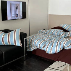 Vintage Navy Striped Duvet Cover